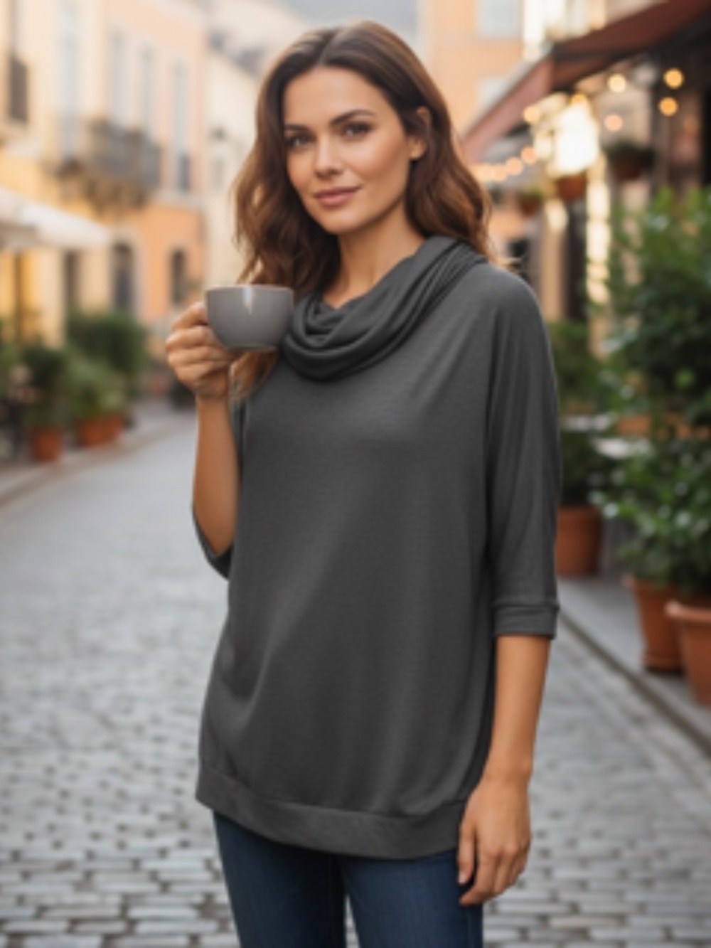 Cato Relaxed Pullover Drapey Neckline Elbow Length Sleeves Size 18/20W